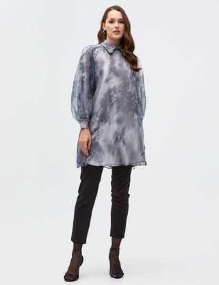 PATTERNED ORGANZA BLOUSE