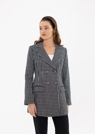 HOUNDSTOOTH DOUBLE-BREASTED BLAZER