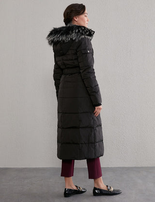 Long Goose Down Coat With Furry A20 27003 Black
