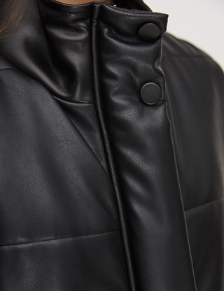 Faux Leather Inflatable Vest Black