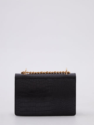Croc Patterned Black Side Crossover Bag